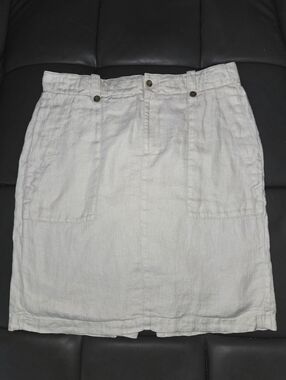 J Crew cream linen skirt pockets size 12